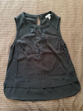 Women's Black Sleeveless Crochet-Trim Blouse